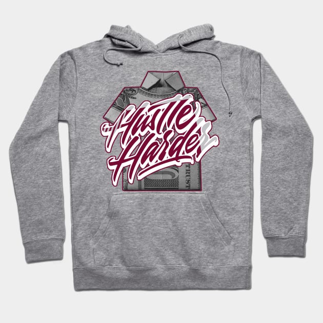 Hustle Harder Retro1 Mid Cherrywood Hoodie by funandgames